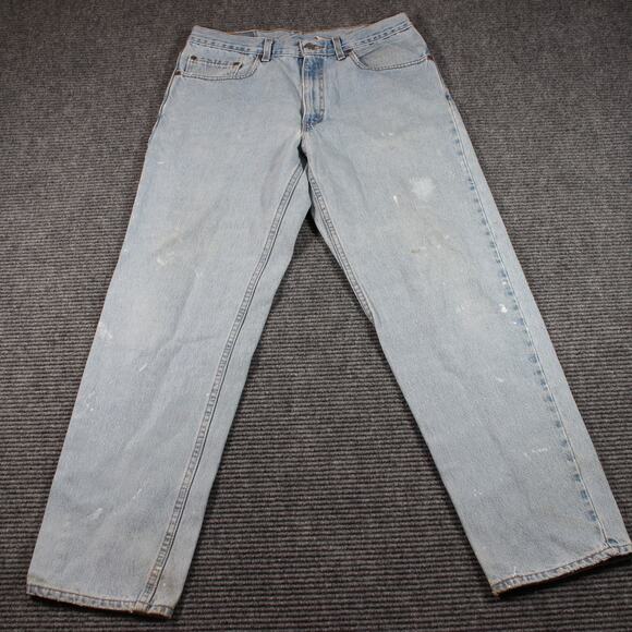 Levi’s Jeans Mens 34x30 Light Wash 550 Relaxed Made in USA Paint Splatter - Picture 2 of 12